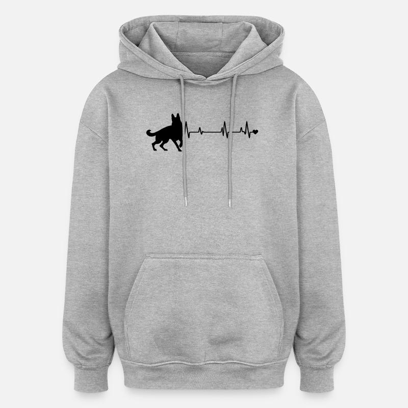 Chien - Sweat à capuche oversize unisexe - gris chiné