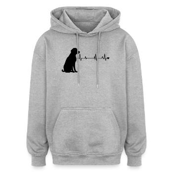 Hund - Oversized Unisex Hoodie - Grau meliert - Vorne - Noah (186cm)