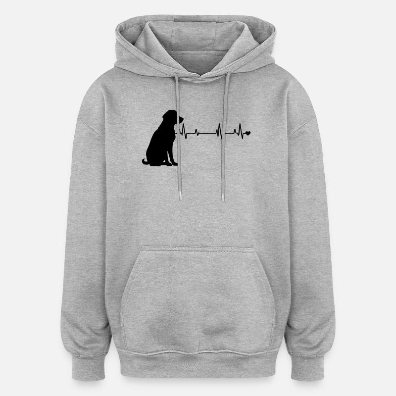 Chien - Sweat à capuche oversize unisexe - gris chiné