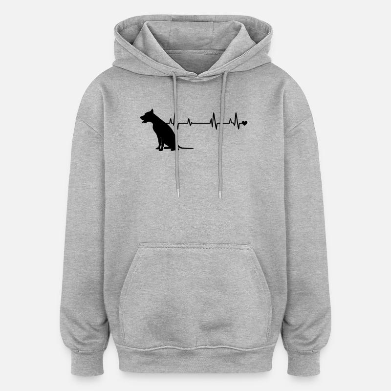 Chien - Sweat à capuche oversize unisexe - gris chiné