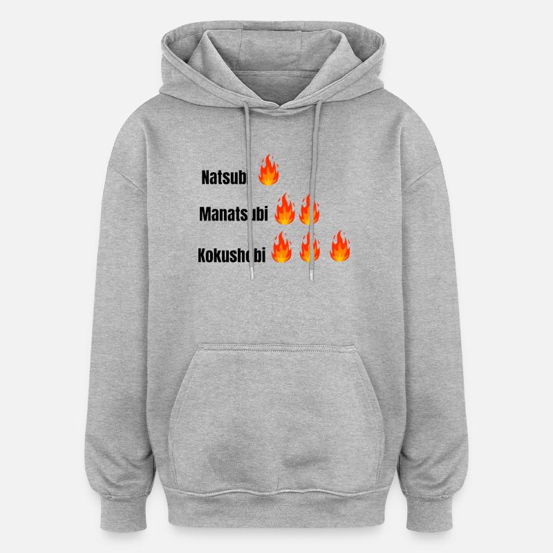Three Layers Flame Typography - Oversized Unisex Hoodie - heather grey