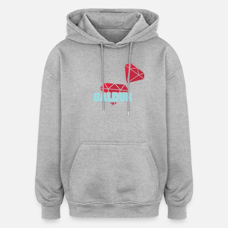 Edel Baldur - Sweat à capuche oversize unisexe - gris chiné