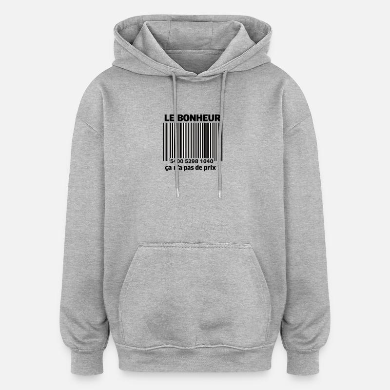 Barcodes Noirs et Blancs - Sweat à capuche oversize unisexe - gris chiné
