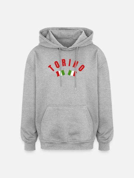 Torino Crest with Italian Flags - Oversized Unisex Hoodie - heather grey