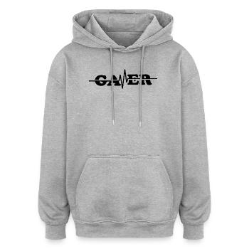ECG à impulsions gamer - Sweat à capuche oversize unisexe - gris chiné - Devant - Noah (186cm)