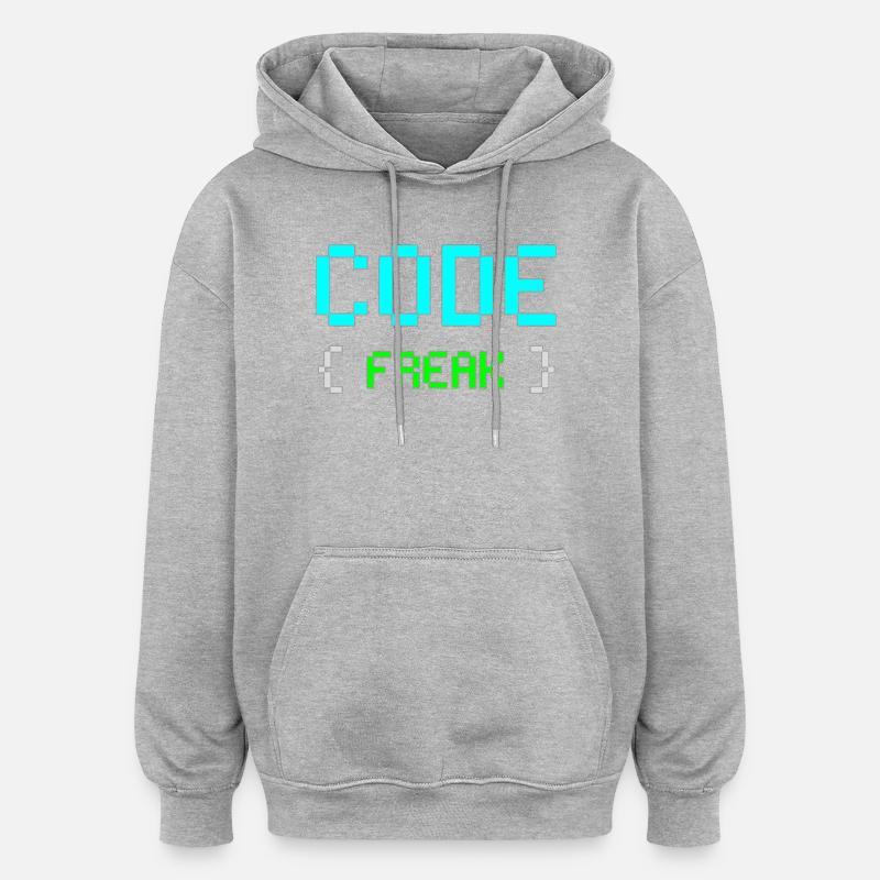 Pixel Code Freak Neon Tee - Oversized Unisex Hoodie - heather grey