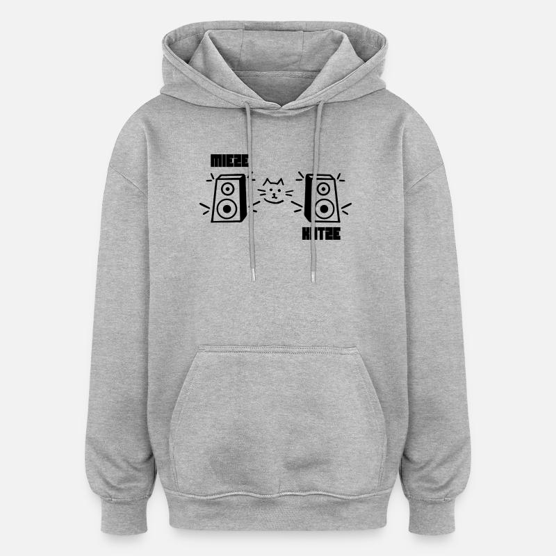 Kitty Cat Rave Techno - Sweat à capuche oversize unisexe - gris chiné