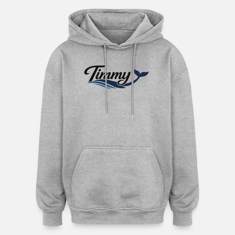 Timmy Wal Ondes typographiques - Sweat à capuche oversize unisexe - gris chiné