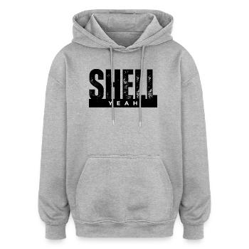 Yeah Bold Lettering on Black - Sweat à capuche oversize unisexe - gris chiné - Devant - Noah (186cm)