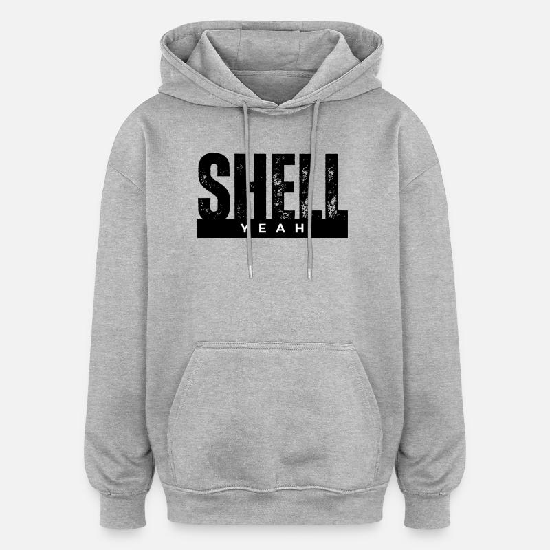 Yeah Bold Lettering on Black - Sweat à capuche oversize unisexe - gris chiné