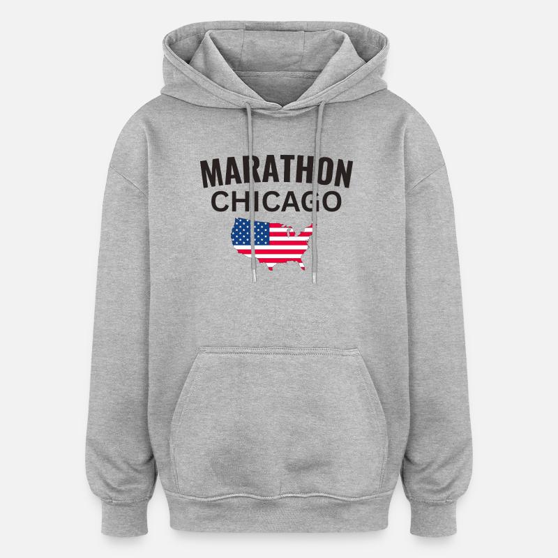 Marathon Chicago - Sweat à capuche oversize unisexe - gris chiné