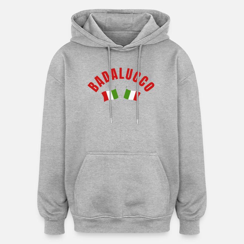 Blason des drapeaux italiens de Badalucco - Sweat à capuche oversize unisexe - gris chiné