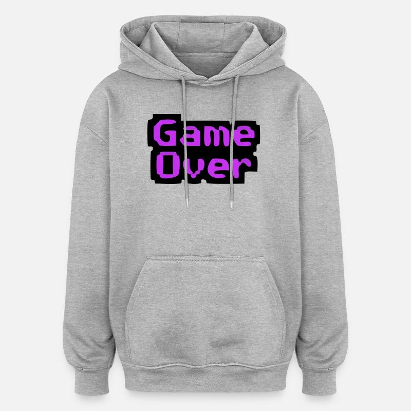 Game Over Pixel Retro - Sweat à capuche oversize unisexe - gris chiné