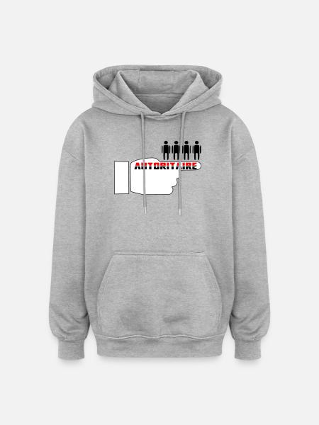 Poing Autoritaire - Sweat à capuche oversize unisexe - gris chiné