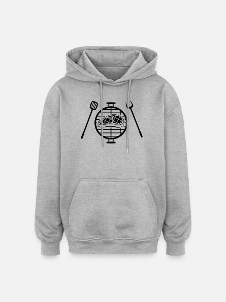 Steak grillé - Sweat à capuche oversize unisexe - gris chiné