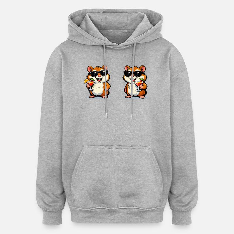 Cocktails de hamsters du soleil - Sweat à capuche oversize unisexe - gris chiné