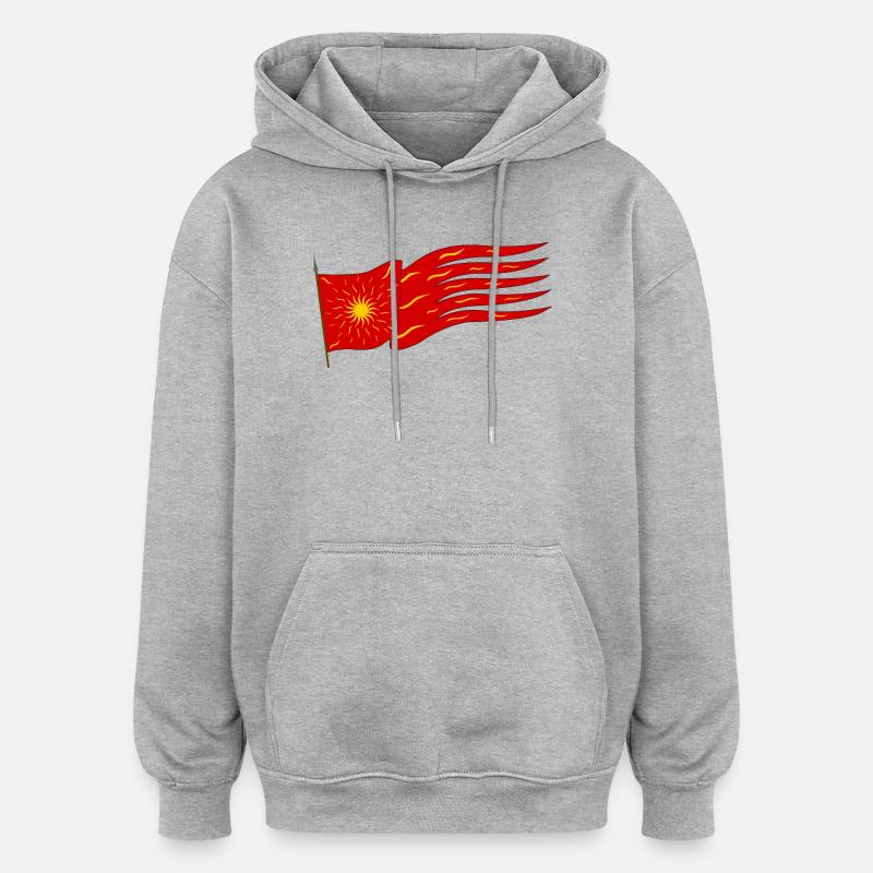 Drapeau rouge Oriflamme - Sweat à capuche oversize unisexe - gris chiné