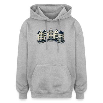 Delfter blaue Kanalhäuser - Oversized Unisex Hoodie - Grau meliert - Vorne - Noah (186cm)