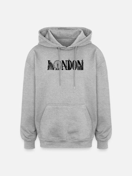 London UK England Silhouette - Oversized Unisex Hoodie - heather grey