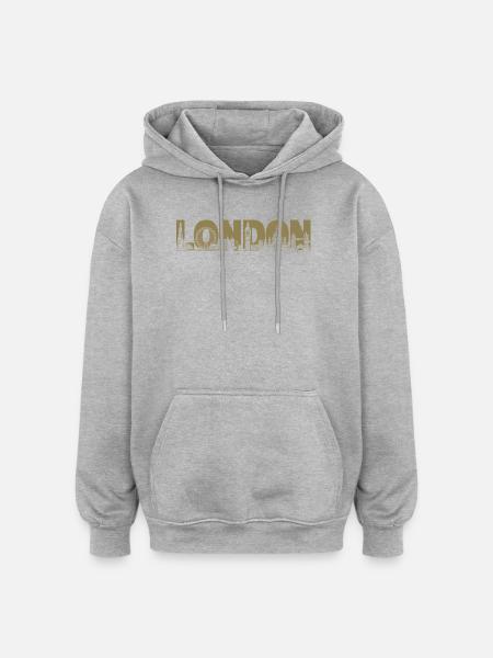Londres Royaume-Uni, Angleterre Silhouette - Sweat à capuche oversize unisexe - gris chiné