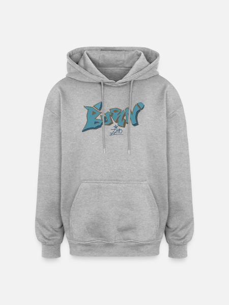 Berlin Graffiti Blue Outline - Oversized Unisex Hoodie - heather grey