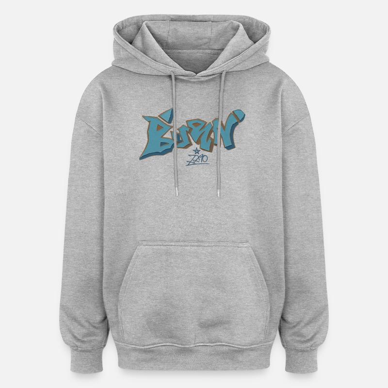 Berlin Graffiti Blue Outline - Oversized Unisex Hoodie - heather grey