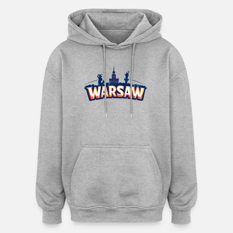Varsovie - Sweat à capuche oversize unisexe - gris chiné