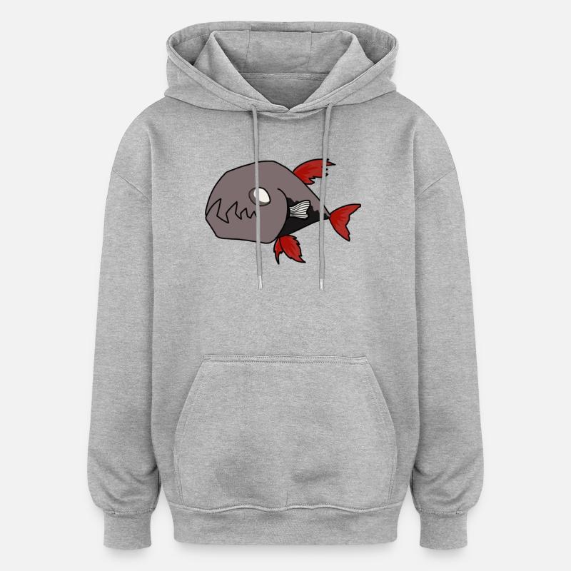 Poisson Noir - Sweat à capuche oversize unisexe - gris chiné