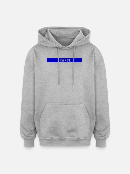 France Rectangle Bleu - Sweat à capuche oversize unisexe - gris chiné