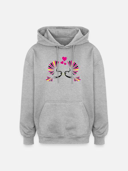 birds_in_love - Oversized Unisex Hoodie - heather grey