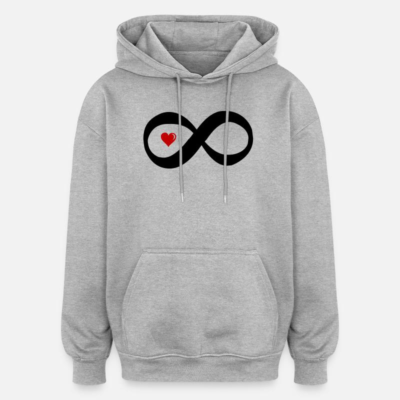 unendlich_herz_liebe - Sweat à capuche oversize unisexe - gris chiné