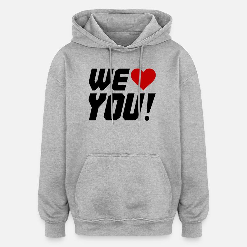 Silhouette en contraste de cœur - Sweat à capuche oversize unisexe - gris chiné