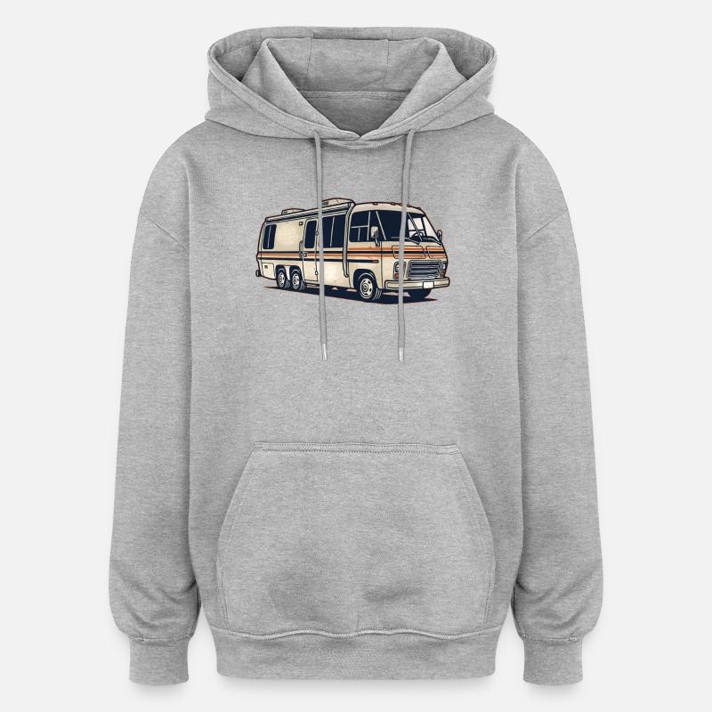 Ma maison a des roues - Sweat à capuche oversize unisexe - gris chiné