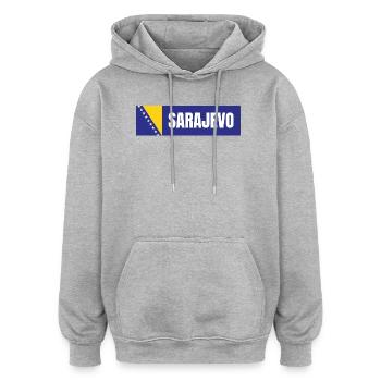 Sarajevo in Bosnien und Herzegowina Flaggenfarben - Oversized Unisex Hoodie - Grau meliert - Vorne - Noah (186cm)