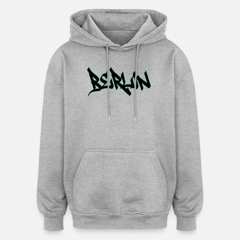 Lettrage au néon - Sweat à capuche oversize unisexe - gris chiné