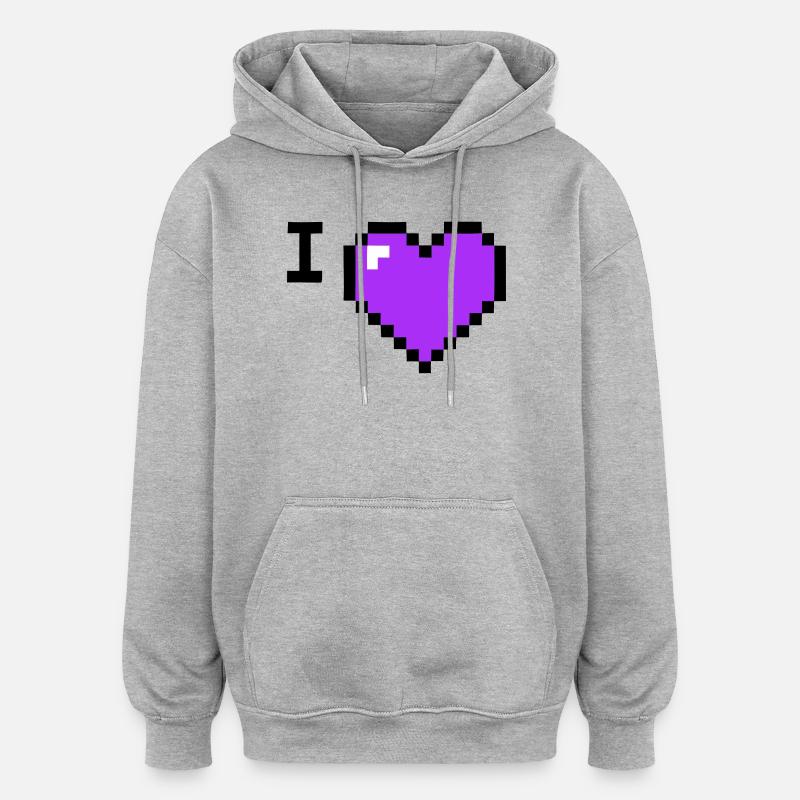 Texte provisoire de Cœur J’adore - Sweat à capuche oversize unisexe - gris chiné