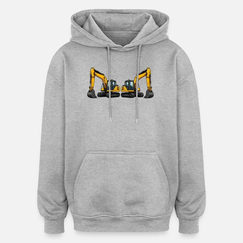Machine à excavation pour véhicules - Sweat à capuche oversize unisexe - gris chiné