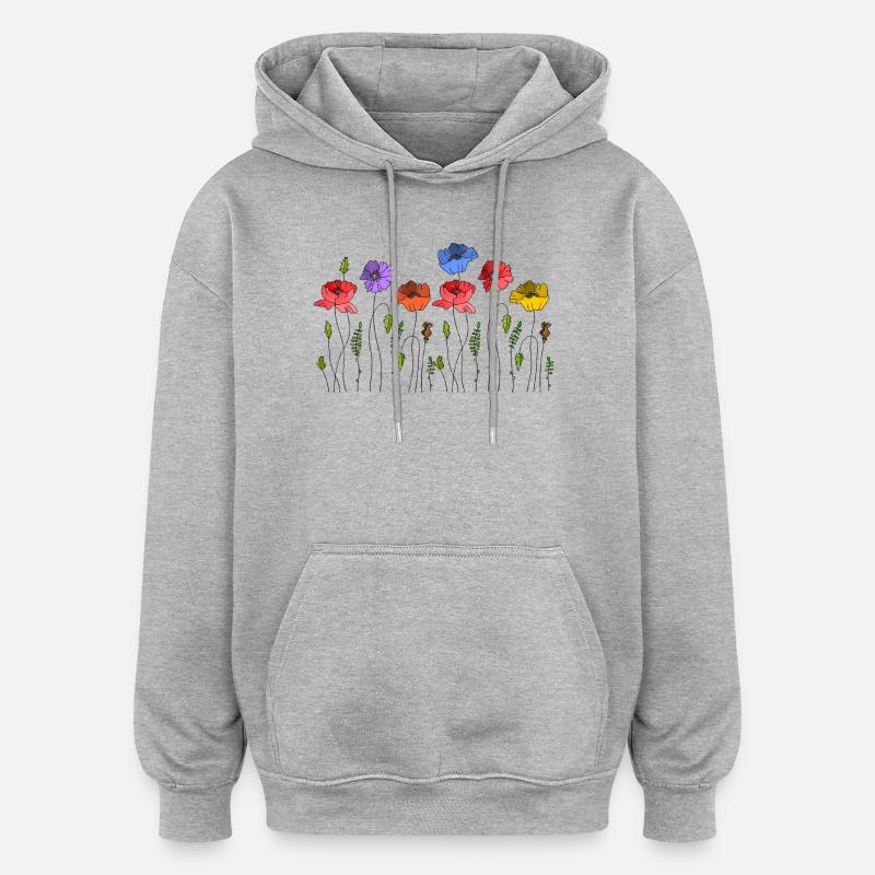 Flowers - Oversized Unisex Hoodie - heather grey