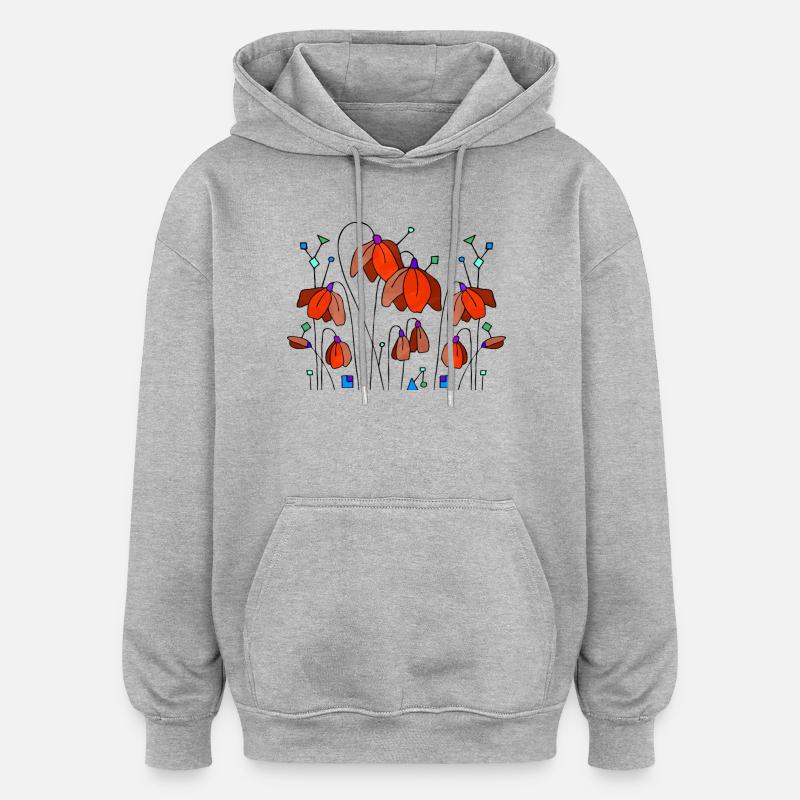 Fleur - Sweat à capuche oversize unisexe - gris chiné