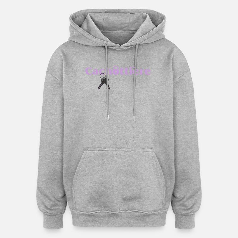 Cachottière Clés et Mystère - Sweat à capuche oversize unisexe - gris chiné