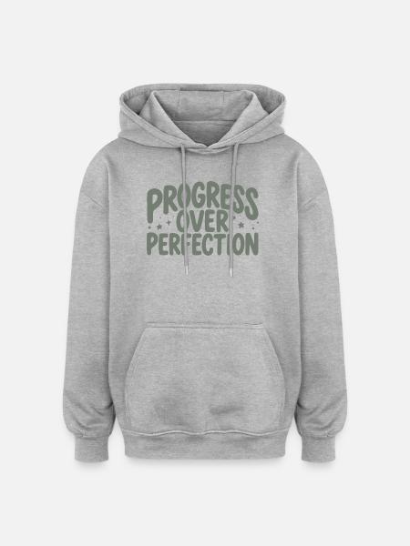 Progress counts | Motivation - Oversized Unisex Hoodie - heather grey