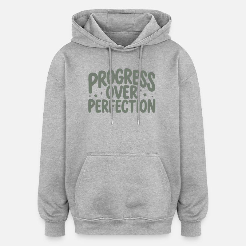 Fortschritt zählt | Motivation - Oversized Unisex Hoodie - Grau meliert