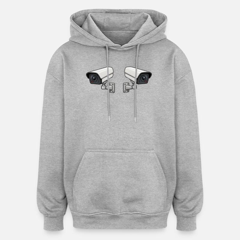 Art de surveillance à double caméra - Sweat à capuche oversize unisexe - gris chiné