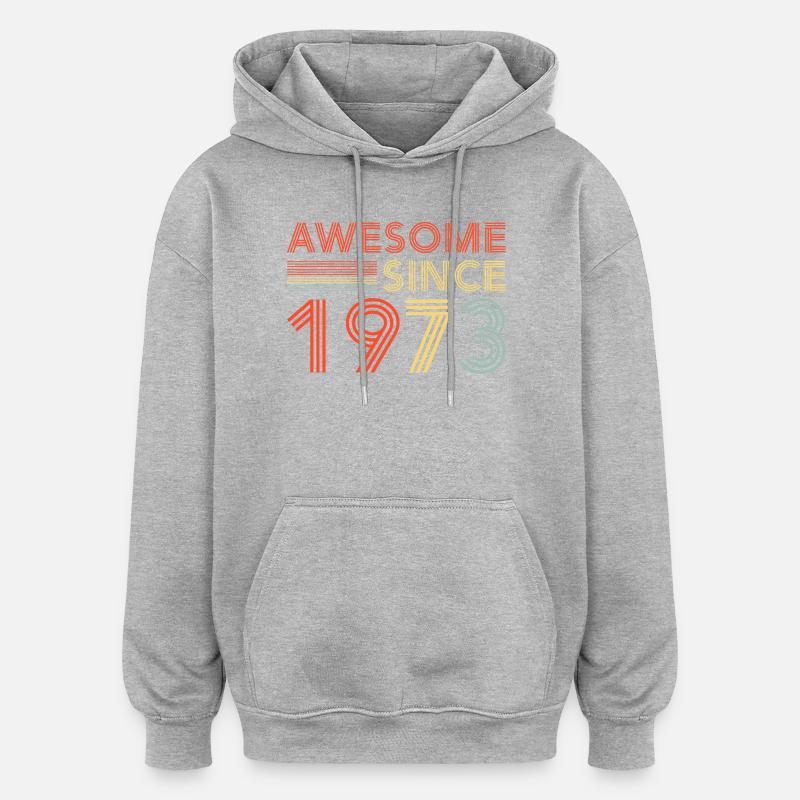 Awesome Since 1973 Retro Neon - Oversized Unisex Hoodie - heather grey