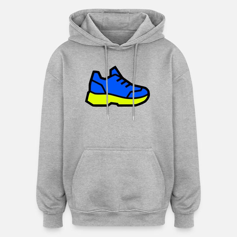 Moderner Laufschuh Sneaker - Oversized Unisex Hoodie - Grau meliert