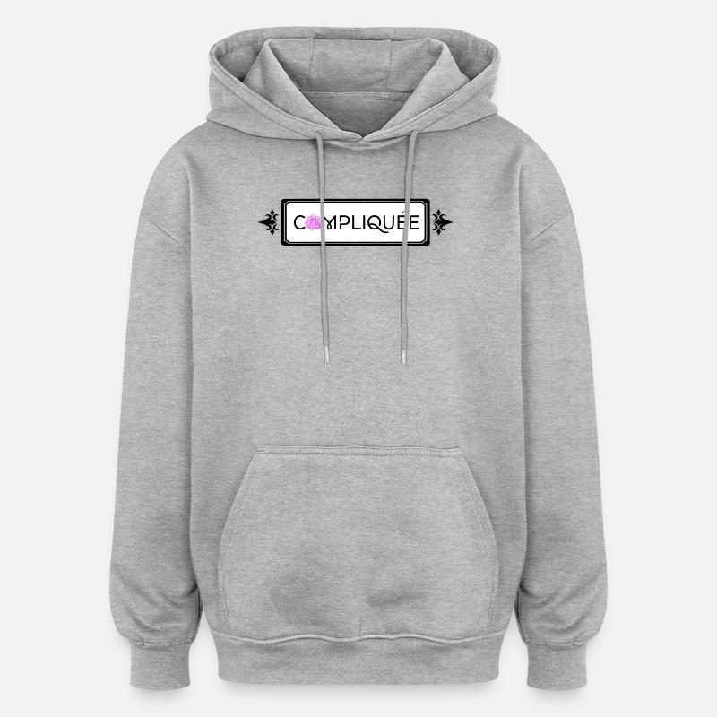 Compliquée - Sweat à capuche oversize unisexe - gris chiné