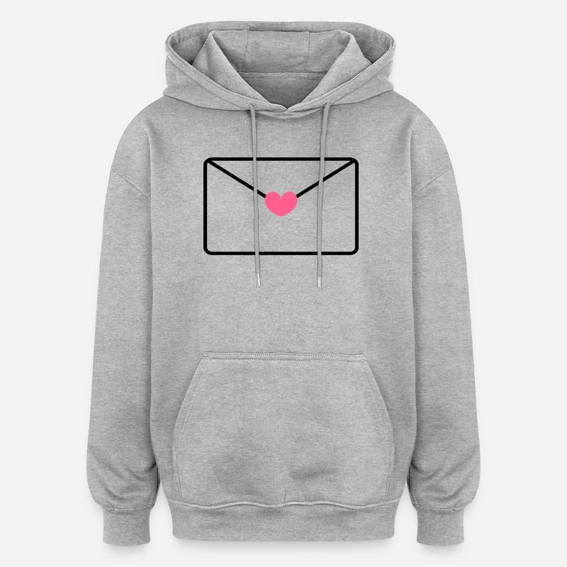 Umschlag mit Herz - Oversized Unisex Hoodie - Grau meliert