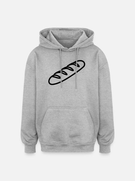 baguette - Sweat à capuche oversize unisexe - gris chiné