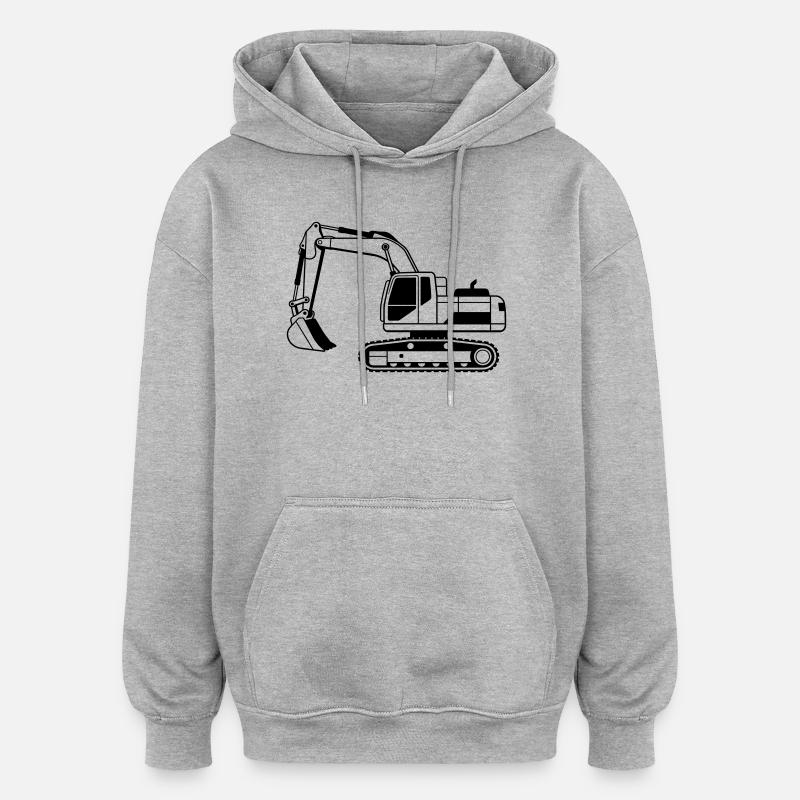 Excavatrice - Sweat à capuche oversize unisexe - gris chiné