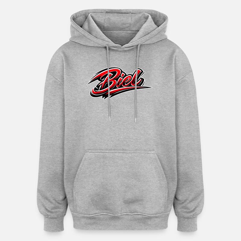 Lettrage de Biel - Sweat à capuche oversize unisexe - gris chiné